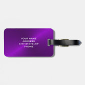 Paarse geborsteld metallic monogram Initiaal Bagagelabel (Achterkant horizontaal)