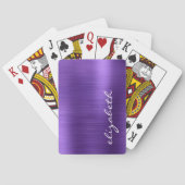 Paarse Geborstelde Metaal Handtekening Script Pokerkaarten (Achterkant)