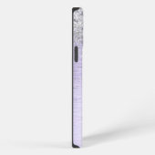 Paarse Geborstelde Metaal Zilveren Glitter Monogra iPhone Hoesje (Rechterkant)