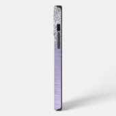 Paarse Geborstelde Metaal Zilveren Glitter Monogra iPhone Hoesje (Linkerkant)