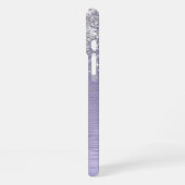 Paarse Geborstelde Metaal Zilveren Glitter Monogra iPhone Hoesje (Linkerkant)
