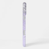 Paarse Geborstelde Metaal Zilveren Glitter Monogra iPhone Hoesje (Rechterkant)