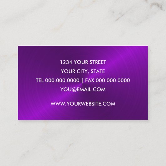 Paarse geborstelde metaalglans visitekaartje (Achterkant)