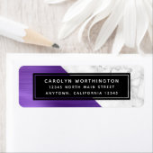 Paarse geborstelde metalen marmeren retouradres etiket (Insitu)