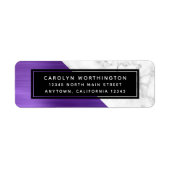Paarse geborstelde metalen marmeren retouradres etiket (Voorkant)