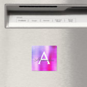 Paarse Geborstelde Metalen Monogram Naam Magneet (Insitu (Vaatwasser))