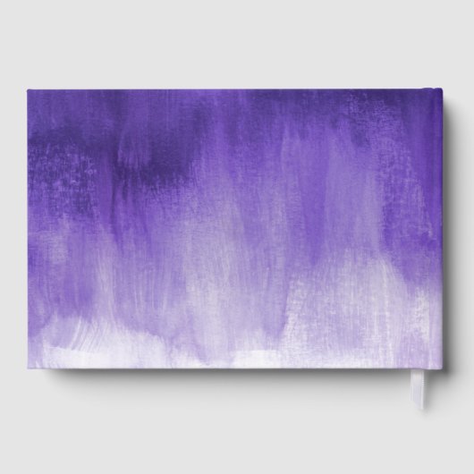 Paarse geborstelde moderne kunst aangepaste bruilo gastenboek (Achterkant)