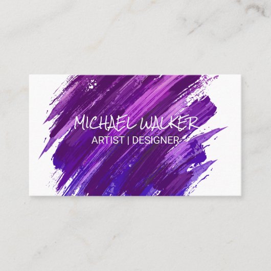 Paarse geborstelde verf visitekaartje (Voorkant)