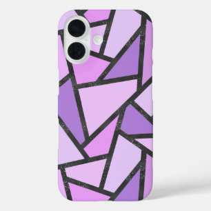Paarse gebrandschilderde glaspatroon iPhone 16 hoesje