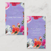 Paarse gebundelde Floral Pop Moderne Visitekaartje (Voorkant / Achterkant)