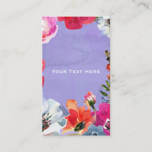Paarse gebundelde Floral Pop Moderne Visitekaartje (Voorkant)