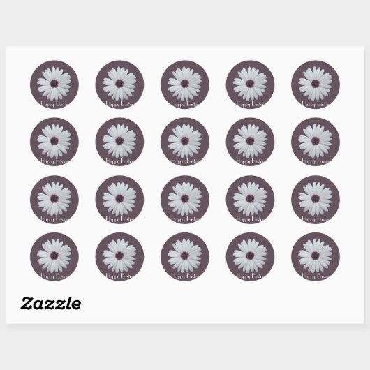 Paarse gecentreerd Daisy Ronde Sticker (Vel)