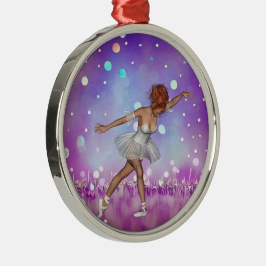 Paarse Gedekte Bokeh Background & Ballerina Metalen Ornament (Rechts)