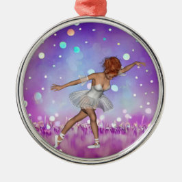 Paarse Gedekte Bokeh Background & Ballerina Metalen Ornament