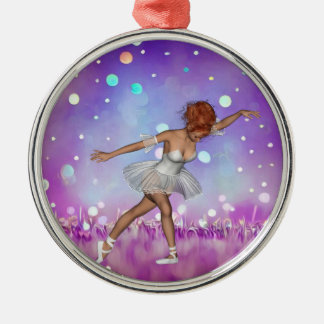 Paarse Gedekte Bokeh Background & Ballerina Metalen Ornament