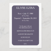 paarse gedenkkaarten programmakaart (Achterkant)