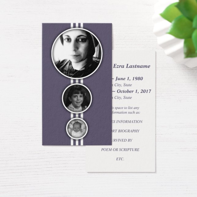 paarse gedenkkaarten visitekaartje (Bureau)