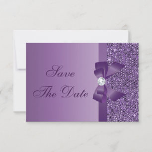 Paarse Gedrukte Lovertjes Bruiloft Save the Date