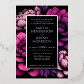 Paarse gedurfde bloem folie uitnodiging (Voorkant)
