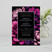 Paarse gedurfde bloem folie uitnodiging (Staand Voorkant)