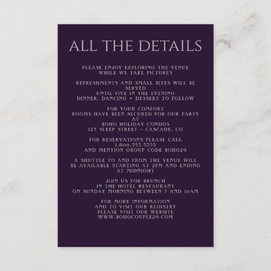 Paarse gedurfde bloem informatiekaartje (Voorkant)