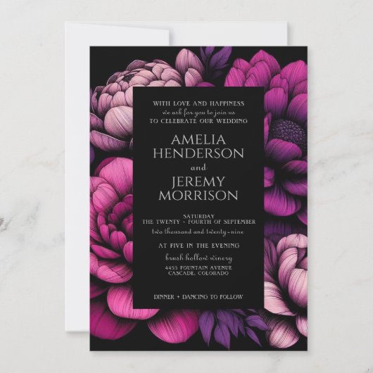 Paarse gedurfde bloem met QR-code Kaart (Voorkant)