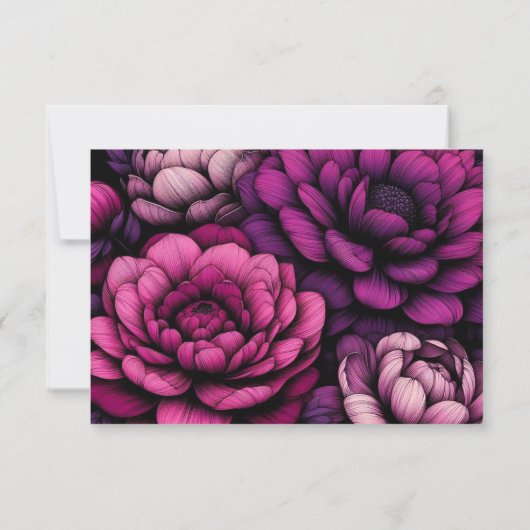 Paarse gedurfde bloem RSVP kaartje (Achterkant)