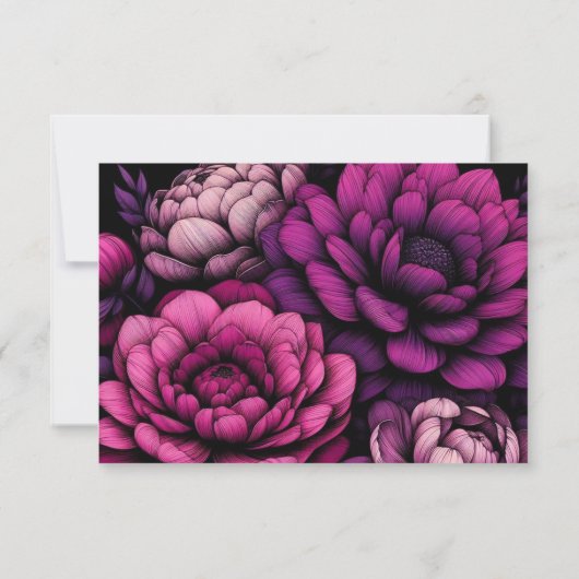 Paarse gedurfde bloem RSVP kaartje (Achterkant)