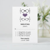 Paarse Geeky Glasses Response Kaart (Staand voorkant)
