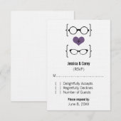 Paarse Geeky Glasses Response Kaart (Voorkant / Achterkant)