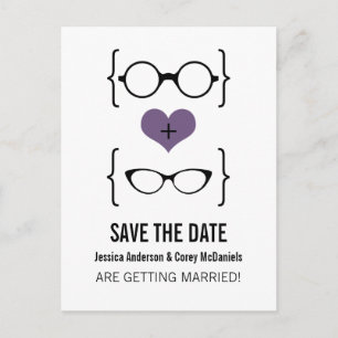 Paarse Geeky Glasses sparen het Briefkaart van de