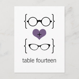 Paarse Geeky Glasses Table Number Briefkaart