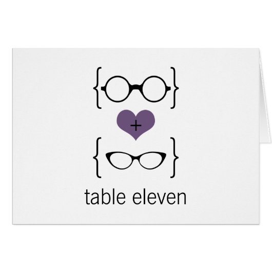 Paarse Geeky Glasses Table Number Kaart (Voorkant Horizontaal)