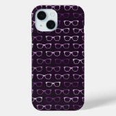 Paarse Geeky Hipster Glazen Patroon Case-Mate iPhone Case (Achterkant)
