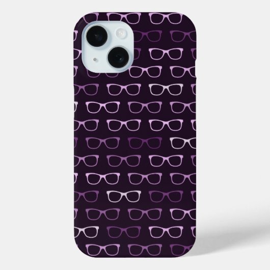 Paarse Geeky Hipster Glazen Patroon Case-Mate iPhone Case (Achterkant)