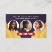 Paarse & Geel Afrikaans Haar Vlechten Foto Vlechte Visitekaartje (Achterkant)