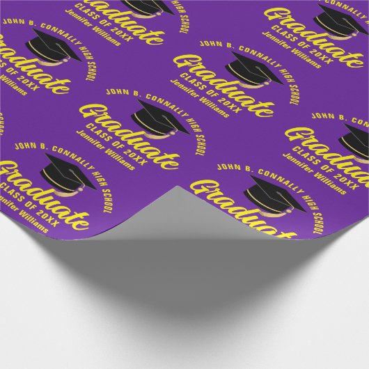 Paarse Geel Afstuderen Custom 2025 Afstuderen Cadeaupapier (Hoek)