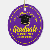 Paarse Geel Afstuderen Custom Afstuderen Kerst Keramisch Ornament (Links)
