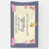 Paarse Geel Ballerina Kat Kids Verjaardagsfeest Spandoek (Verticaal)