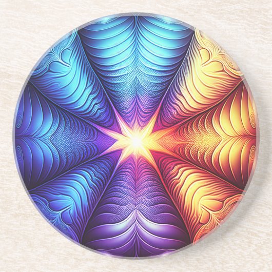 Paarse geel blauw Lyapunov fractal Zandsteen Onderzetter (Voorkant)