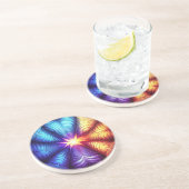 Paarse geel blauw Lyapunov fractal Zandsteen Onderzetter (Zijkant)