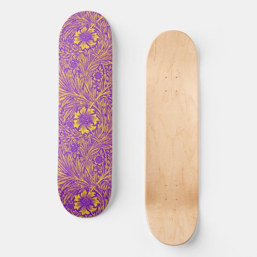   paarse geel bloemmotief persoonlijk skateboard (Voorkant)