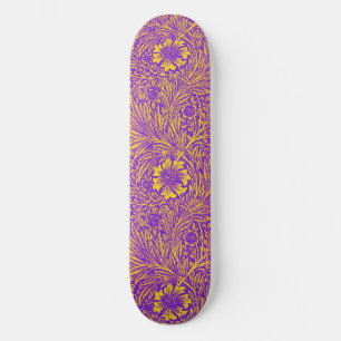 paarse geel bloemmotief persoonlijk skateboard