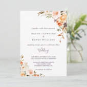 Paarse Geel Blush Herfst Bloemen Bruiloft Kaart (Staand voorkant)