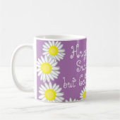 Paarse Geel en Wit Daisy Fun Gezegde Koffiemok (Links)