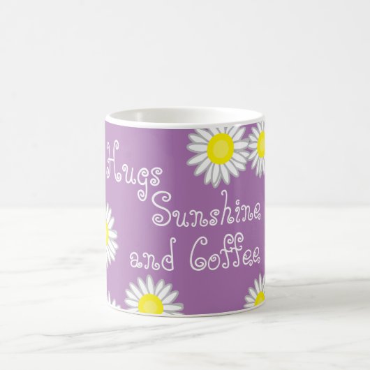 Paarse Geel en Wit Daisy Schattige Gezegde Koffiemok (Center)