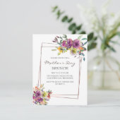 Paarse geel Floral Geometric Moederdag Brunch Kaart (Staand voorkant)
