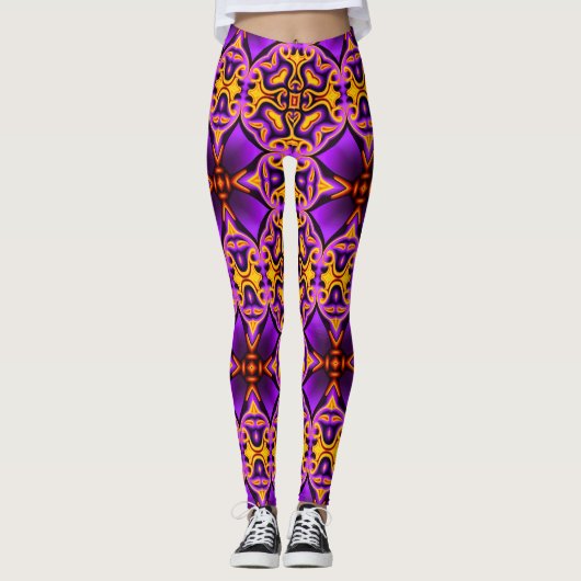 Paarse geel gepatenteerde Leggings (Voorkant)
