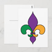 Paarse Geel Groen Fleur de Lis Mardi Gras Briefkaart (Voorkant / Achterkant)