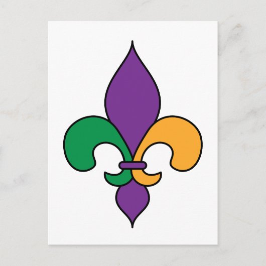 Paarse Geel Groen Fleur de Lis Mardi Gras Briefkaart (Voorkant)